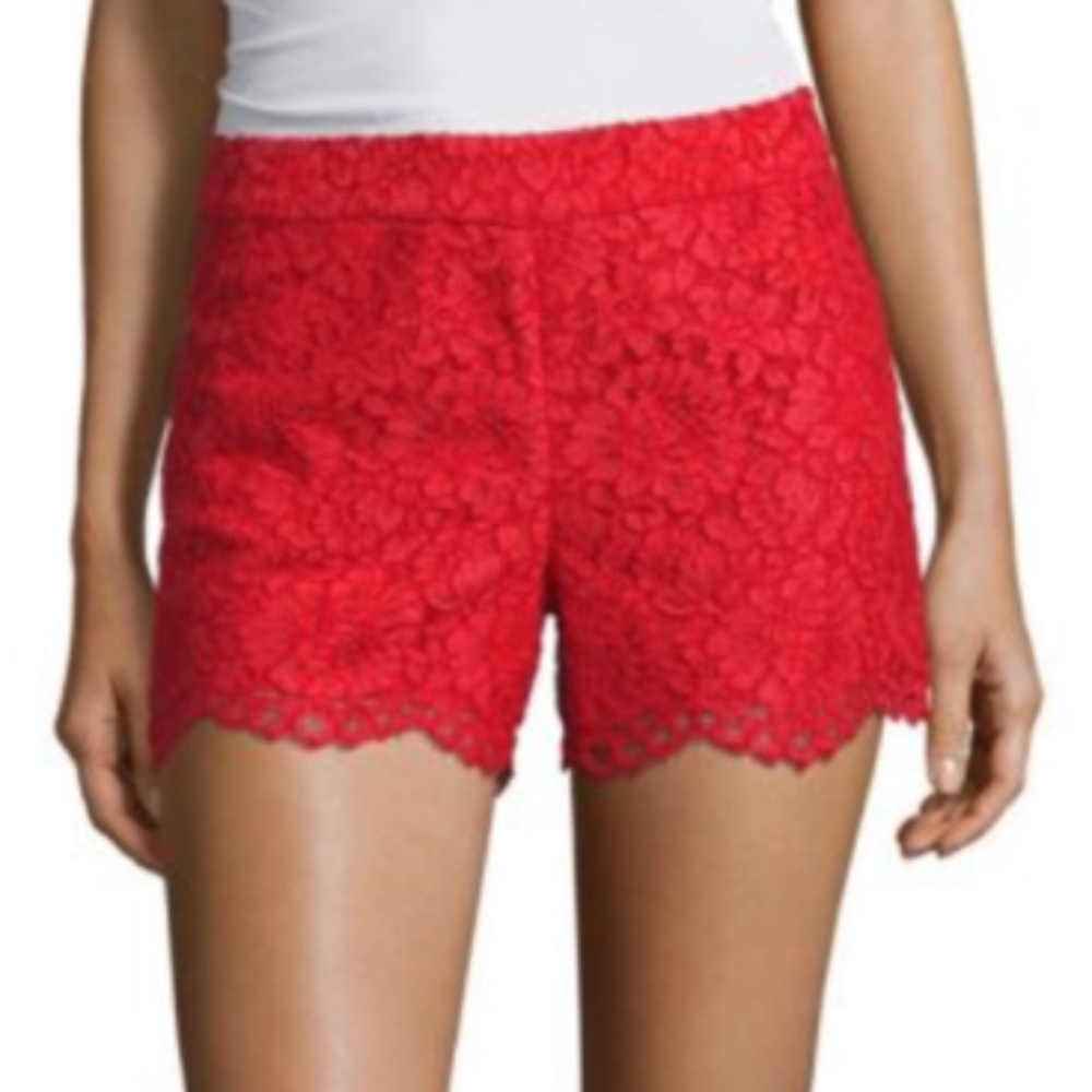 Alice + Olivia Red Lace Shorts 2